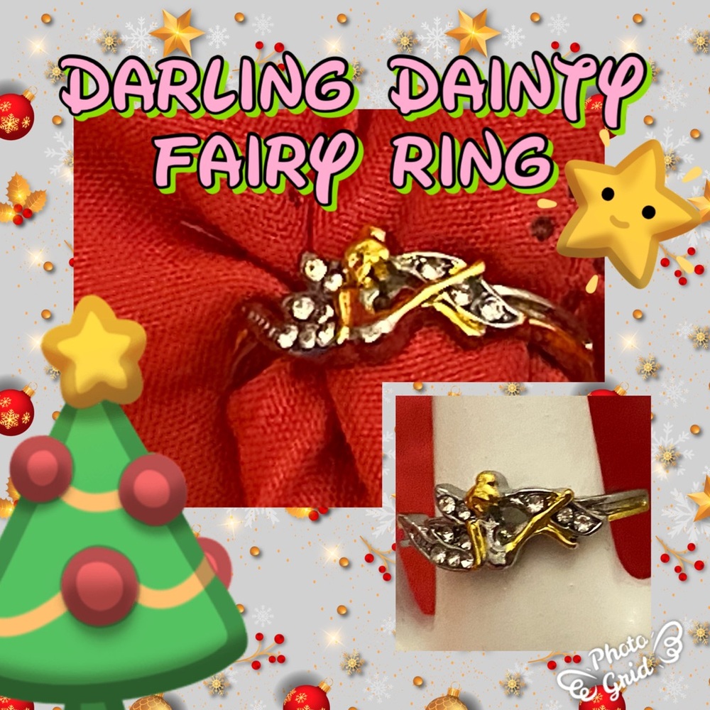 White & yellow gold electroplated fairy ring